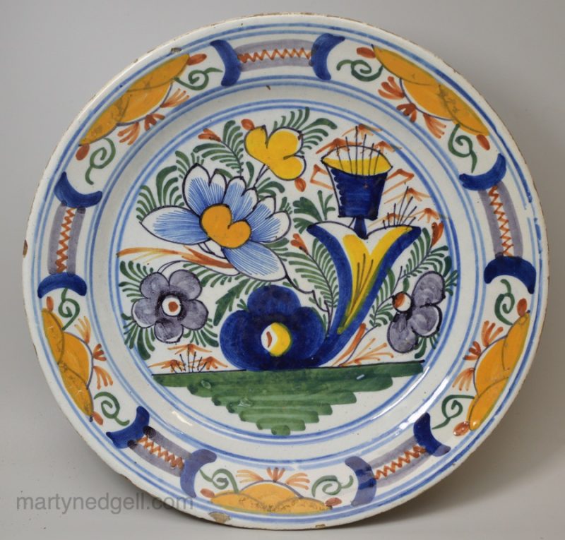 Dutch Delft polychrome charger, circa 1750