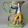 Wood type pearlware Fair Hebe jug decorated with colours under the glaze, circa 1790