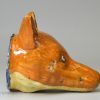 Prattware pottery fox head stirrup cup, circa 1820