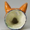 Prattware pottery fox head stirrup cup, circa 1820