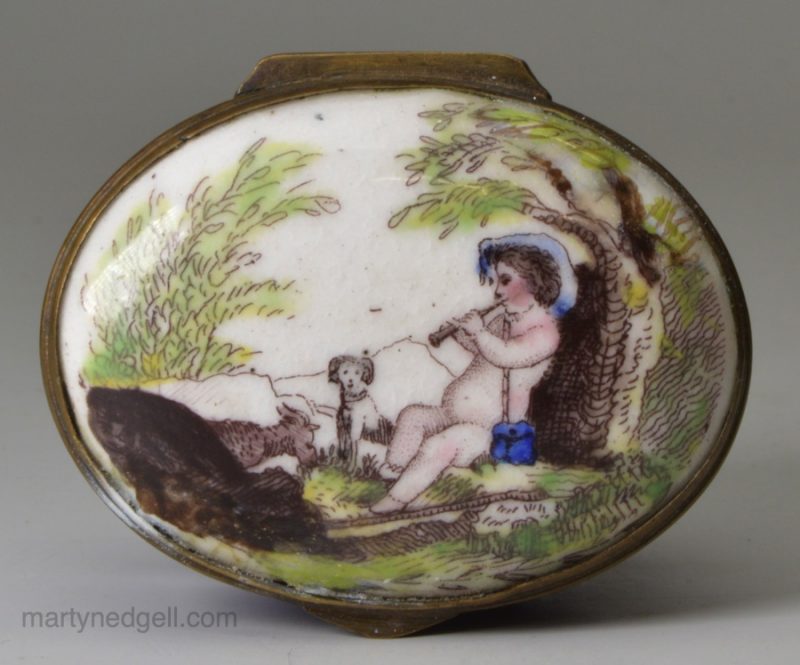 Bilston enamel patch box, circa 1780