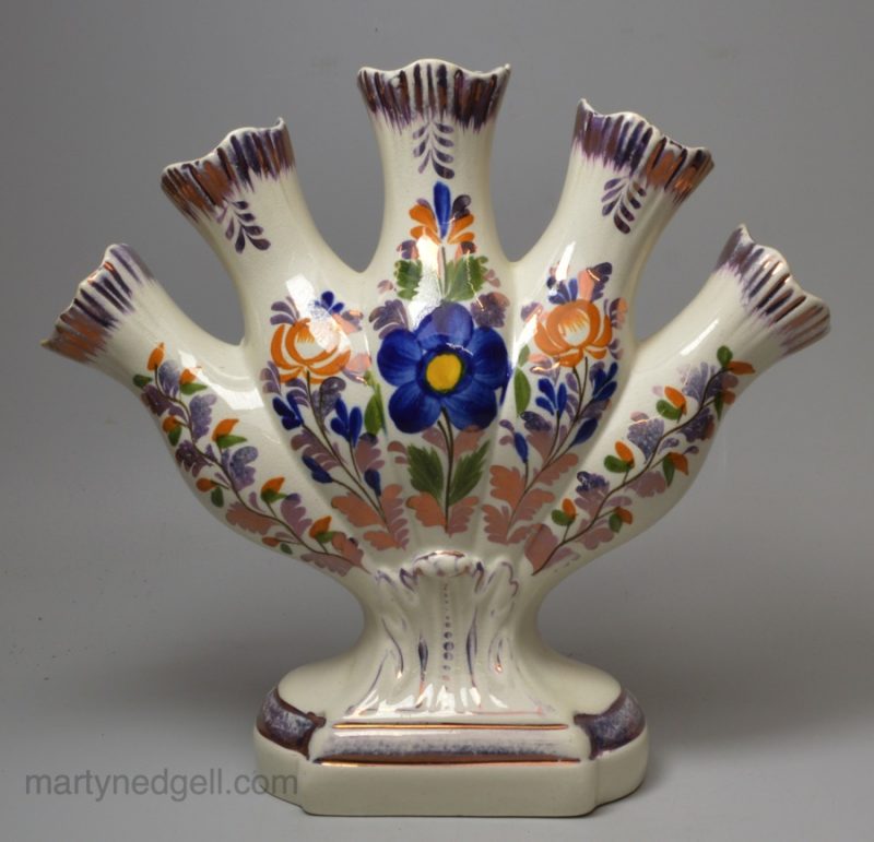 Pearlware pottery quintal vase with lustre decoration, circa 1830