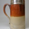 Fulham saltglaze stoneware tankard with silver rim, circa 1720