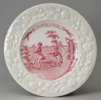 Pearlware child's plate 'SUBTRACTION', circa 1840