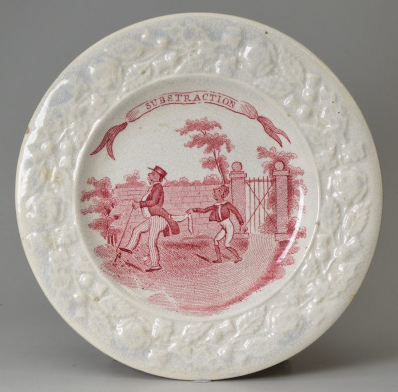 Pearlware child's plate 'SUBTRACTION', circa 1840