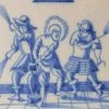 Dutch Delft Biblical tile, Christ being whipped at the column, circa 1750