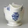 Large Lowestoft porcelain sauce boat decorated with blue floral prints, circa 1770