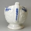 Large Lowestoft porcelain sauce boat decorated with blue floral prints, circa 1770