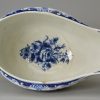 Large Lowestoft porcelain sauce boat decorated with blue floral prints, circa 1770