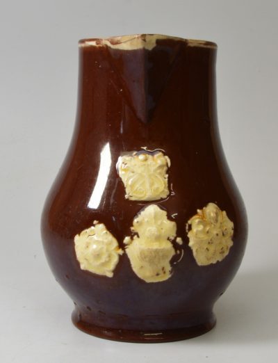 Asbury Whieldon glazed red stoneware jug, circa 1750