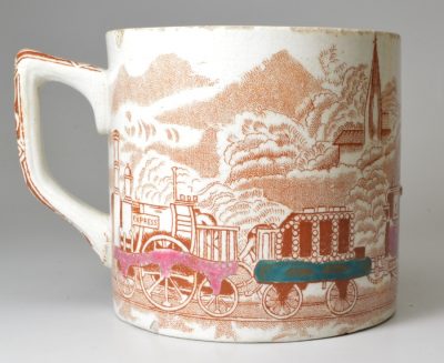 Pearlware pottery railway mug 'EXPRESS', circa 1860