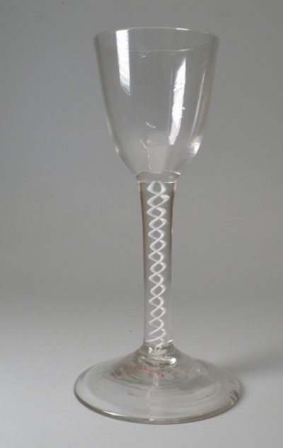 English lead glass opaque twist wine glass, circa 1770