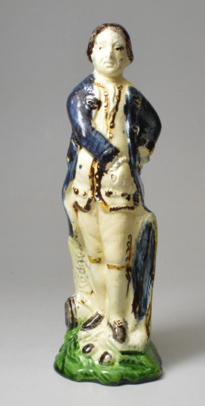 Creamware pottery model of Admiral Rodney decorated with colours under the glaze, circa 1795