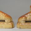 Pair of salt glazed stoneware spaniels, circa 1840, Brampton Pottery