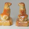 Pair of salt glazed stoneware spaniels, circa 1840, Brampton Pottery