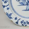 London delft charger painted with a Chines man in blue, circa 1750