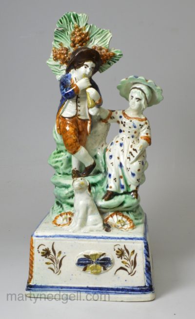 Prattware pottery figural group, circa 1790