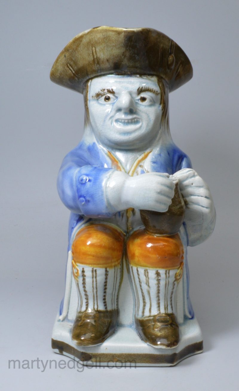 Prattware pottery Askew type Toby jug, circa 1820