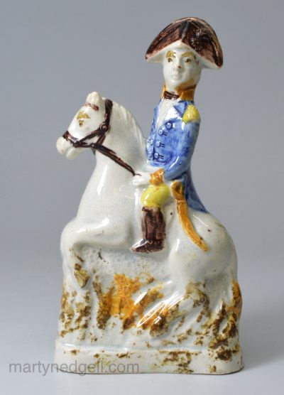 Prattware pottery figure of Napoleon on horseback, circa 1800