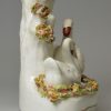 Staffordshire pottery swans spill vase, circa 1860