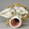 Staffordshire pottery swans spill vase, circa 1860