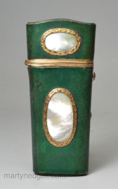 English etui, circa 1770 with mother of pearl inserts and shagreen covering, circa 1770