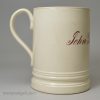 John George Pole Esquire's creamware pottery tankard dated 1829