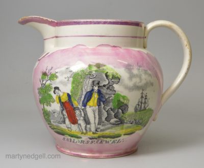 Small Sunderland lustre jug 'Sailor's Farewell', circa 1830