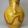 North Devon slipware jug decorated with nautical sgraffito work, circa 1820