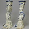 Pair of pearlware pottery figural spill vases, circa 1790