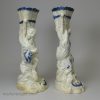 Pair of pearlware pottery figural spill vases, circa 1790