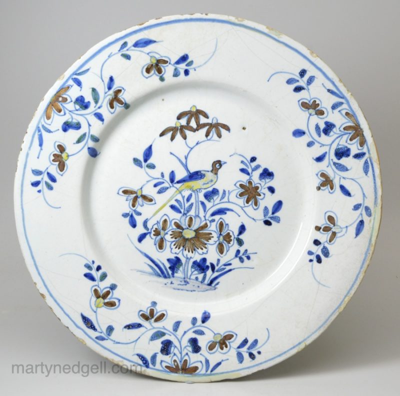 Bristol delft plate, circa 1720 Ex F. H. Garner collection