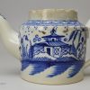 Pearlware pottery lidless teapot, circa 1800