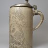 Westerwald saltglaze stoneware tankard with incised decoration, circa 1780