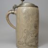 Westerwald saltglaze stoneware tankard with incised decoration, circa 1780