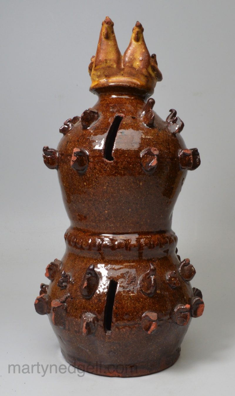 Slipware double money bank, circa 1850, probably Halifax