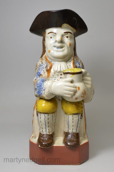 Prattware pottery Toby jug, circa 1820