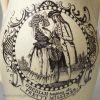 Staffordshire creamware pottery jug printed with 'OBEDIAH tempting the PRETTY MILLINER', circa 1780