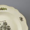 Creamware pottery plate printed with an English man of war, circa 1790, possibly Enoch Wood