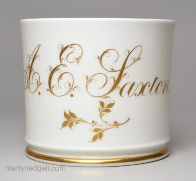English porcelain mug A. E. Saxton, circa 1840
