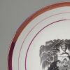 English porcelain commemorative saucer dish, circa 1817 printed with Britannia and Prince Leopold mourning Princess Charlotte