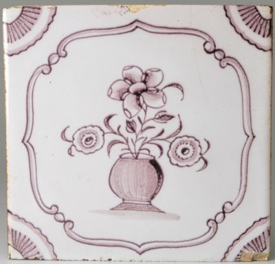 Liverpool delft tile, painted in manganese, circa 1750