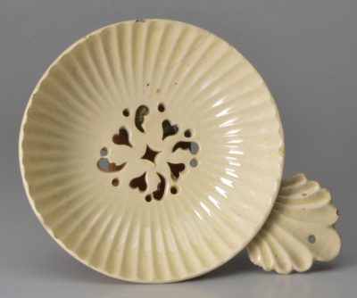 Creamware pottery pierced strainer, circa 1770