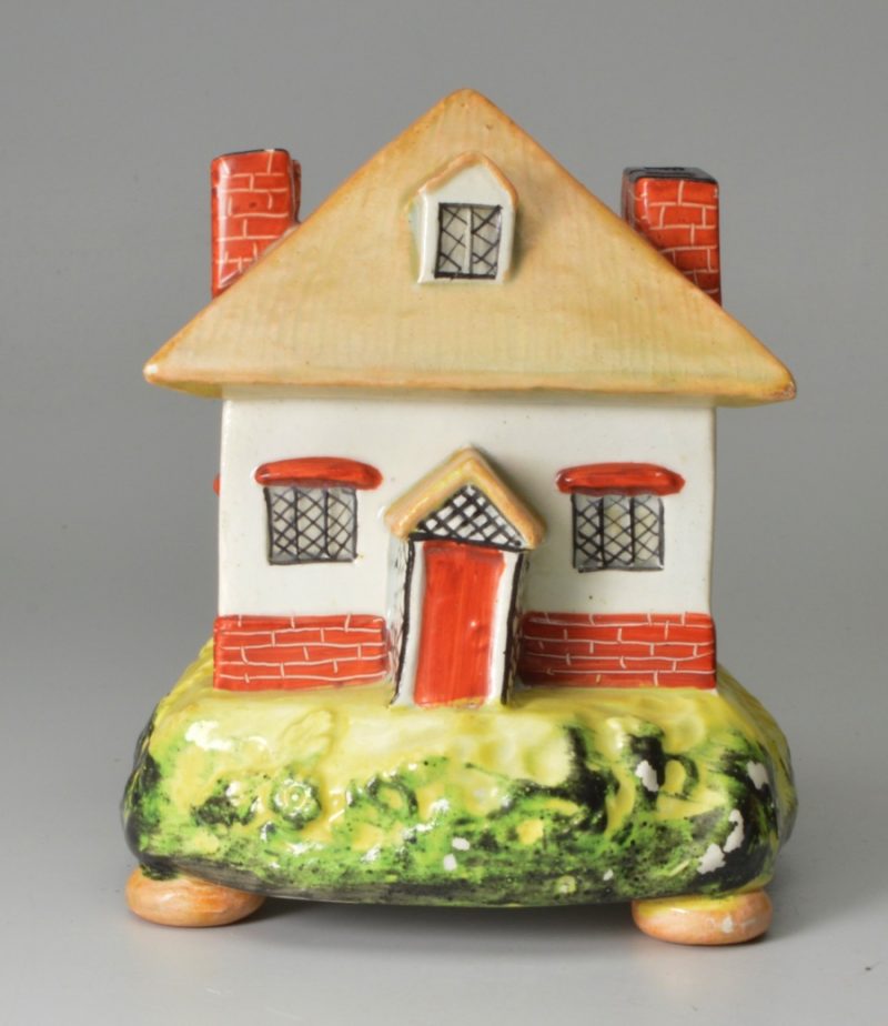 Staffordshire pearlware pottery cottage pastille burner, circa 1820