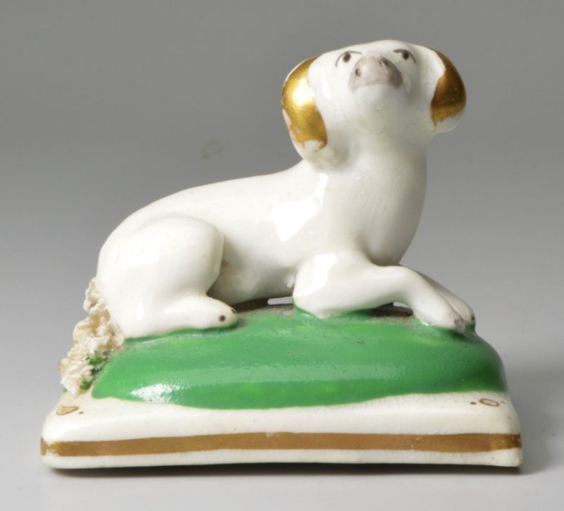 Staffordshire porcelain spaniel, circa 1830