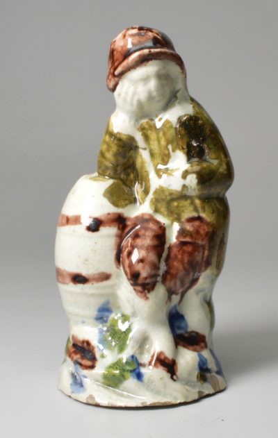 Pearlware pottery figure decorated with colours under the glaze, circa 1790