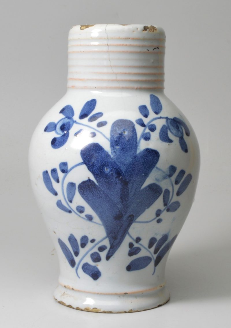 London delft wet mustard jug, circa 1760