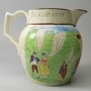 Pearlware pottery 'BONAPARTE DETHRON'D April 1st 1814' commemorative jug, probably Swansea Pottery