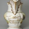 George Nuttalls English porcelain jug painted with cock fighting and pheasant shooting, dated 1844