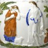 Prattware pottery jug moulded with Lady Templeton's Offering to Peace and Grooms Carousing, circa 1800